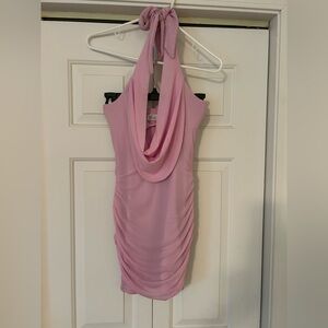 Oh Polly Pink Halter Mini Dress